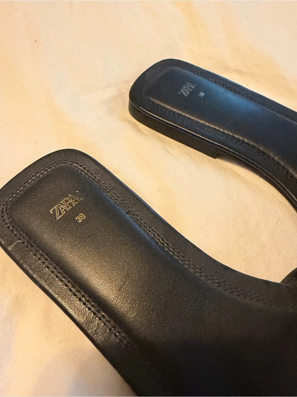 Zara Black Woven Slide Sandals Size 38 - Picture 3 of 5